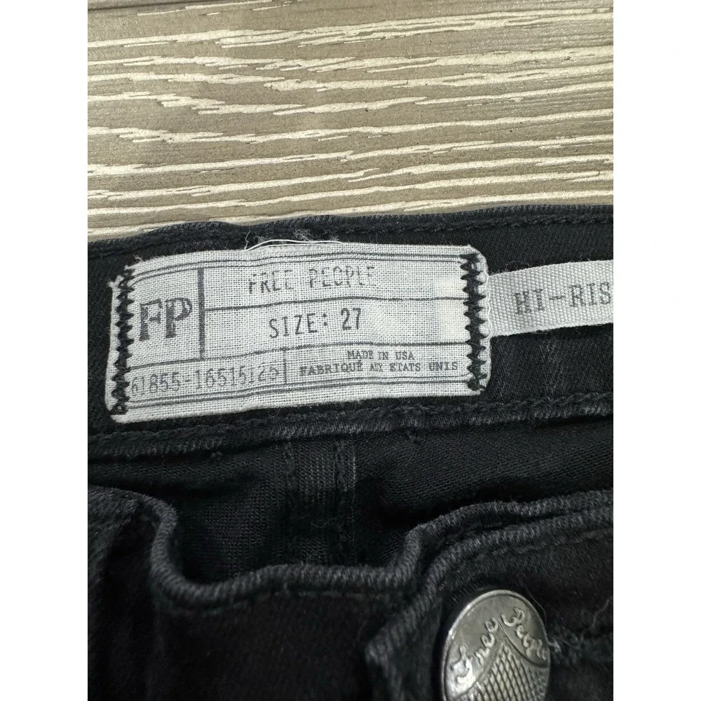 Free People Black Hi-Rise Jeans Size 27 Stretch Skinny Made in USA